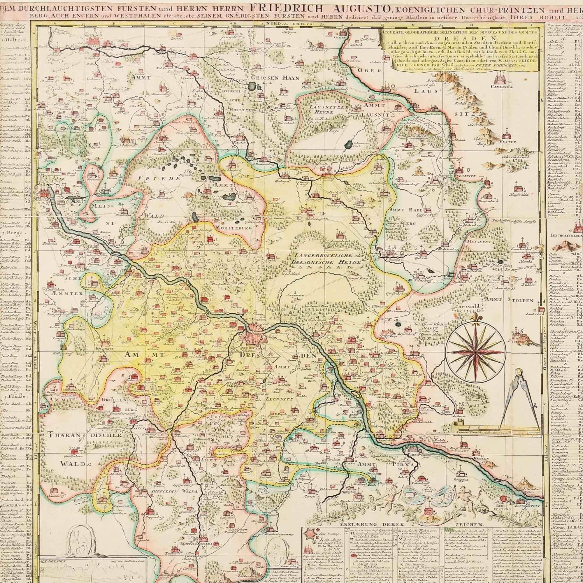 1744 Alte Königreich Böhmen Dekorative Landkarte Seutter ca